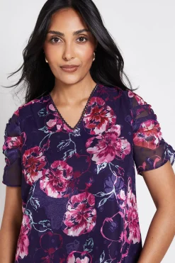 Robe Droite À Manches Bouffantes Et Motif Fleuri Petite
