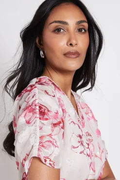 Wallis Robe Droite À Manches Bouffantes Et Motif Fleuri Petite<Femme Robes|Toutes Les Robes