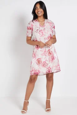 Wallis Robe Droite À Manches Bouffantes Et Motif Fleuri Petite<Femme Robes|Toutes Les Robes