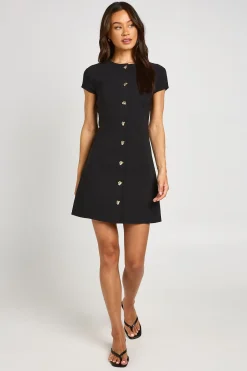 Robe Droite À Manches Courtes En Bengaline Avec Boutons Dorés - Coupe Tall
