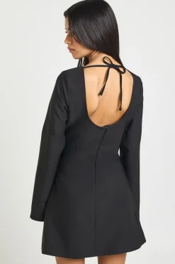 Robe Droite à Manches Évasées avec Liens dans le Dos