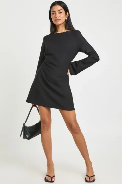 Robe Droite à Manches Évasées avec Liens dans le Dos