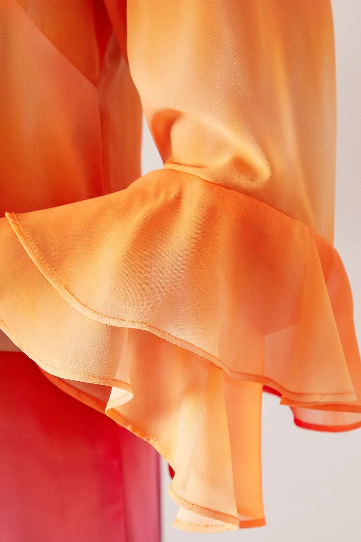 Robe Droite à Manches Évasées Imprimé Ombré