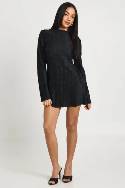 Robe Droite à Manches Évasées Texturées