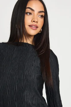 Robe Droite à Manches Évasées Texturées