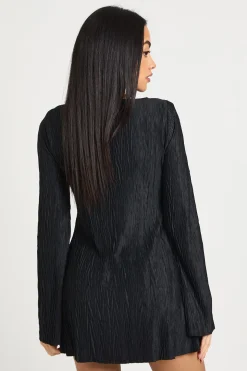 Robe Droite à Manches Évasées Texturées
