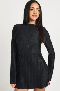 Robe Droite à Manches Évasées Texturées