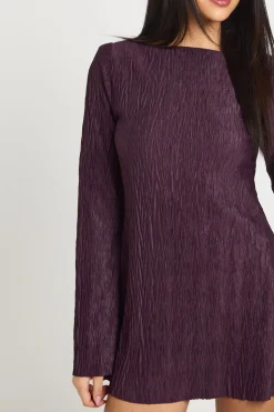 Robe Droite à Manches Évasées Texturées