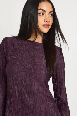 Robe Droite à Manches Évasées Texturées