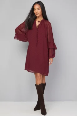 Wallis Robe Droite à Manches Volantées en Dobby<Femme Robes À Manches Longues|Robes