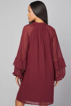 Wallis Robe Droite à Manches Volantées en Dobby<Femme Robes À Manches Longues|Robes