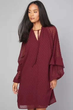 Wallis Robe Droite à Manches Volantées en Dobby<Femme Robes À Manches Longues|Robes