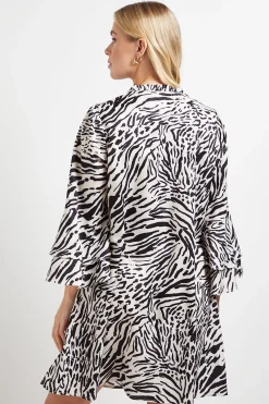 Wallis Robe Droite à Manches Volantées Imprimée Petite Taille<Femme Robes Mi-Longues|Robes À Manches Longues