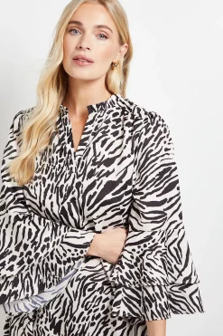 Wallis Robe Droite à Manches Volantées Imprimée Petite Taille<Femme Robes Mi-Longues|Robes À Manches Longues