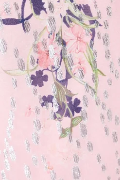Robe Droite à Manches Volantées Métallisée Florale Petite