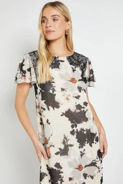 Robe Droite À Manches Volantées En Dentelle Petite