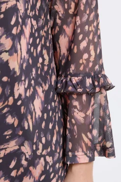 Wallis Robe Droite À Manches Volantées En Mesh Imprimé Animal<Femme Toutes Les Robes|Robes D’Automne