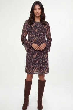 Wallis Robe Droite À Manches Volantées En Mesh Imprimé Animal<Femme Toutes Les Robes|Robes D’Automne