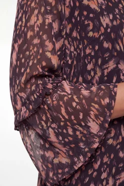 Wallis Robe Droite À Manches Volantées En Mesh Imprimé Animal<Femme Toutes Les Robes|Robes D’Automne