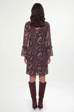Wallis Robe Droite À Manches Volantées En Mesh Imprimé Animal<Femme Toutes Les Robes|Robes D’Automne