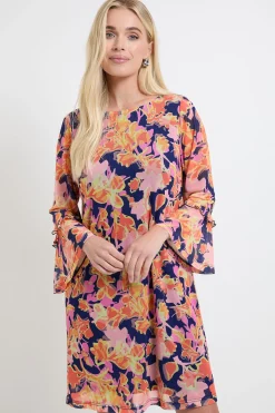 Robe Droite À Manches À Volants En Tulle Fleuri Petite