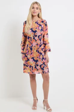Robe Droite À Manches À Volants En Tulle Fleuri Petite
