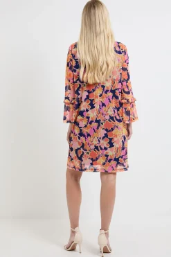 Robe Droite À Manches À Volants En Tulle Fleuri Petite