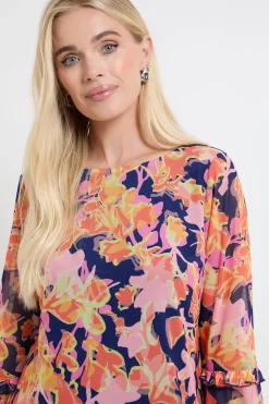 Robe Droite À Manches À Volants En Tulle Fleuri Petite