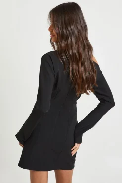 boohoo Robe Droite Mini Bardot Structurée<Femme Robes À Manches Longues|Robes