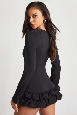 Robe droite à ourlet à volants