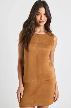Robe droite à panneaux en faux suède