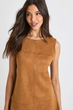 Robe droite à panneaux en faux suède
