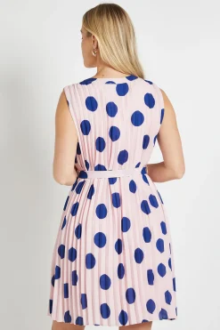 Robe Droite Plissée À Pois Petite Taille