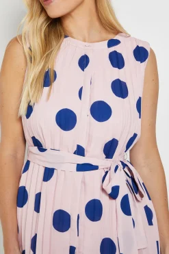 Robe Droite Plissée À Pois Petite Taille