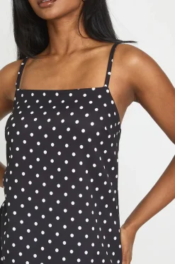 Robe Droite À Pois Avec Dos Croisé