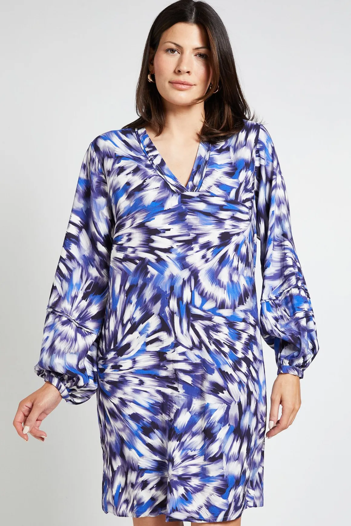 Robe Droite Sans Col en Viscose avec Détails de Coutures