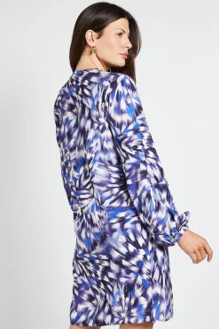 Robe Droite Sans Col en Viscose avec Détails de Coutures