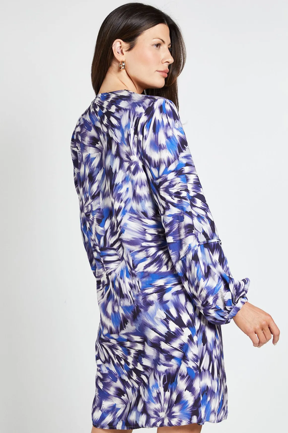 Robe Droite Sans Col en Viscose avec Détails de Coutures