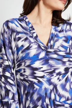 Robe Droite Sans Col en Viscose avec Détails de Coutures