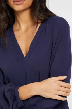 Robe Droite Sans Col en Viscose avec Détails de Coutures