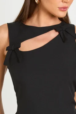 Robe Droite Tissée Avec Détail Nœud