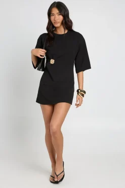 Robe Droite Tissée À Nœud Frontal Avec Finition Dorée