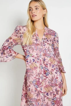 Robe Droite À Volants Avec Motif Paisley Dévoré Petite