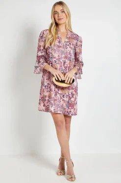 Robe Droite À Volants Avec Motif Paisley Dévoré Petite