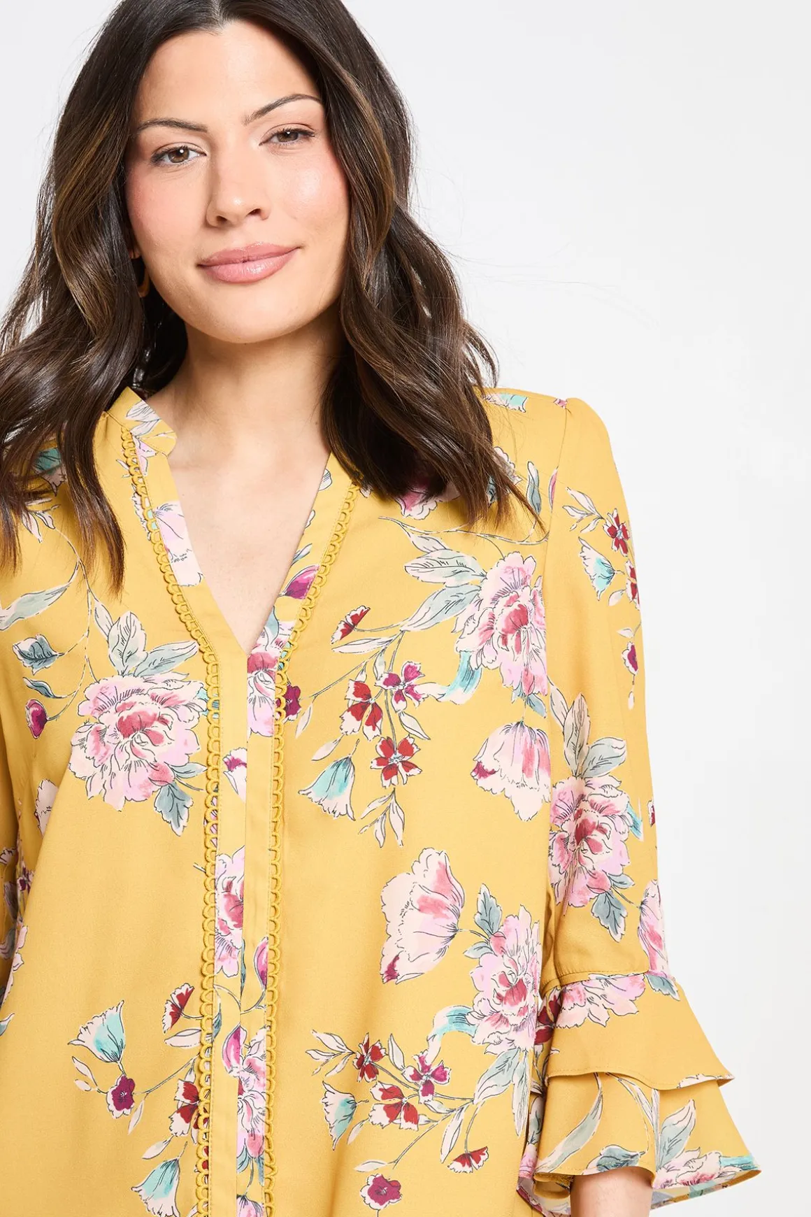 Robe Droite À Volants Fleurie