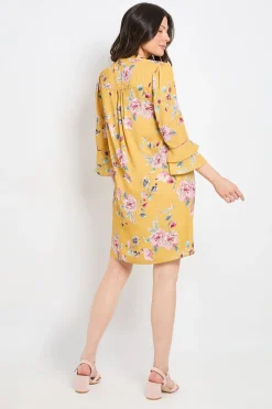 Robe Droite À Volants Fleurie