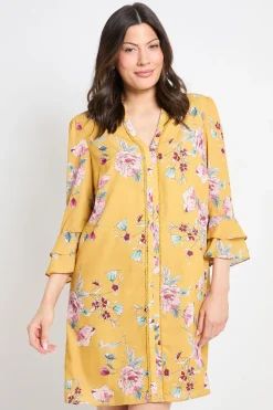 Robe Droite À Volants Fleurie