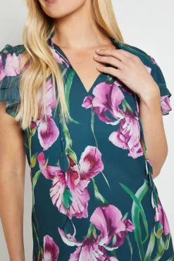 Wallis Robe Droite À Volants Floraux Et Encolure Ornée Petite<Femme Robes|Toutes Les Robes