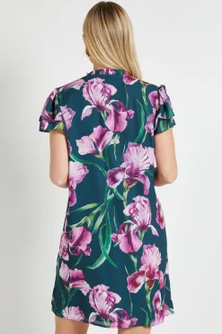 Wallis Robe Droite À Volants Floraux Et Encolure Ornée Petite<Femme Robes|Toutes Les Robes