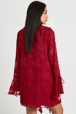 Robe Droite à Volants Imprimé Floral Dévoré